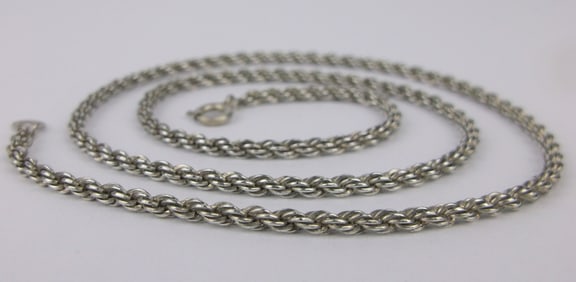 Mint Vint 1960s Italian Sterling Silver Rope Chain Necklace 16"