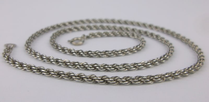 Mint Vint 1960s Italian Sterling Silver Rope Chain Necklace 16" (1 of 2)