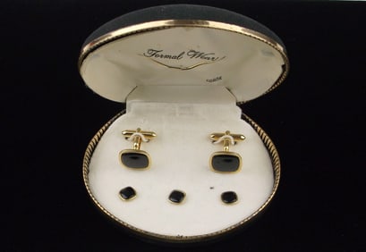 New Boxed Vint 1950s Swank Cufflinks Tie Pins Set