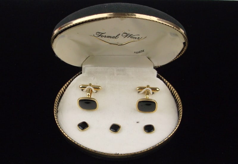 New Boxed Vint 1950s Swank Cufflinks Tie Pins Set (1 of 5)