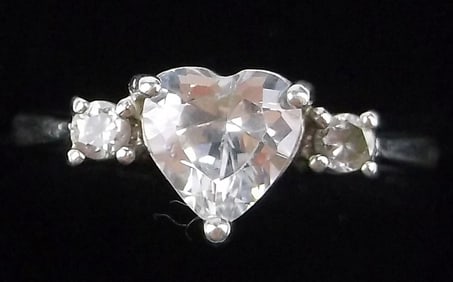 Mint Sterling Silver Heart Engagement Ring 7