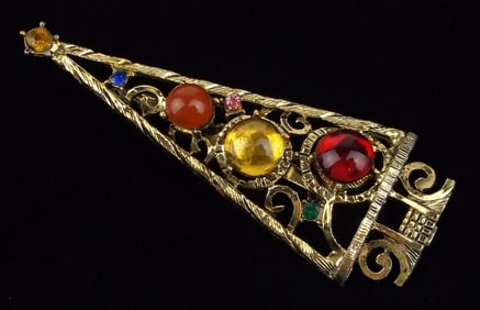 Mint 1960s Gold Crown Inc MOD Christmas Tree Brooch Jelly Belly