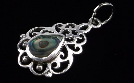 Mint Vintage Sterling Silver Abalone Pendant