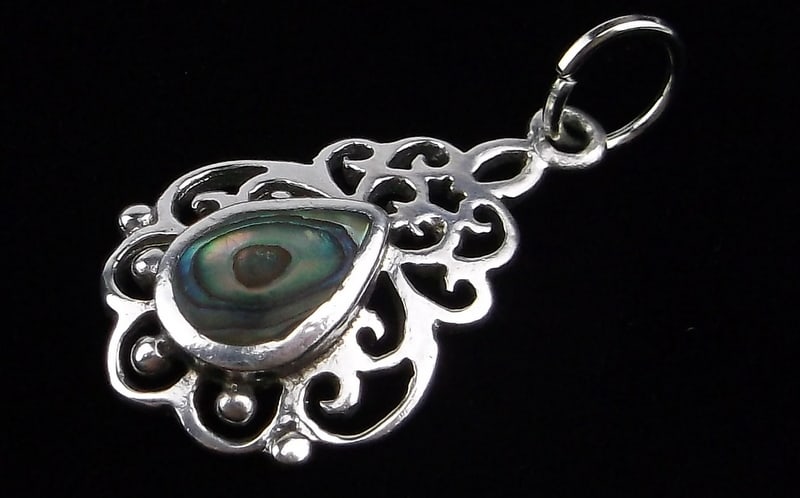 Mint Vintage Sterling Silver Abalone Pendant (1 of 2)