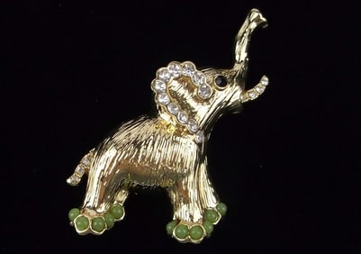 New Boxed Monet Rhinestone Safari Elephant Brooch