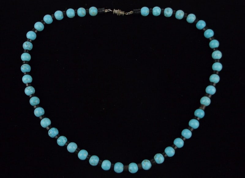 Mint 1970s Navajo Kate Smiley Turquoise Coral Necklace 19": handmade Navajo Sterling Silver in Excellent Condition or better