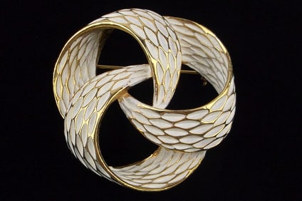 Mint Vintage 1960s BSK Enameled Swirl Brooch