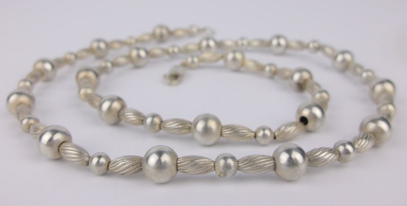 Stunning Vint Heavy Sterling Silver Ball Chain Necklace 17.5" (1 of 2)