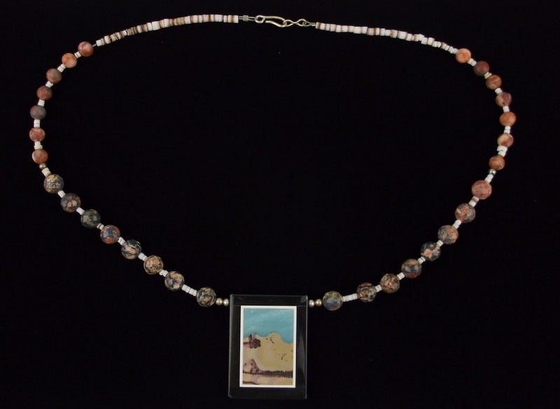 Mint 1970s Navajo Mary Willetto Sterling Pic Stone Necklace 20" (1 of 7)