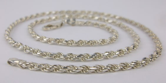 Mint Vint Thick Italian Sterling Silver Rope Chain Necklace 20"