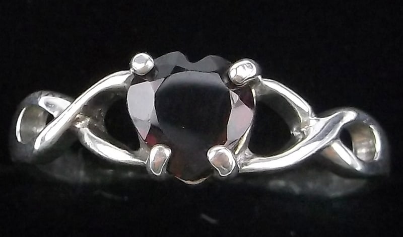 Mint Vintage Sterling Silver Garnet Heart Ring 6.75 (1 of 2)