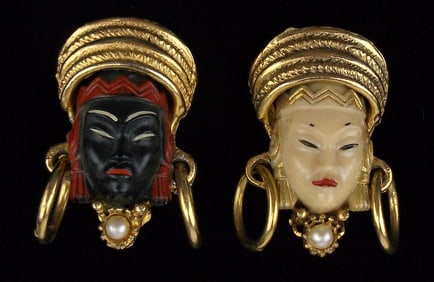 Stunning Antique 1950s Asian Empress Earrings