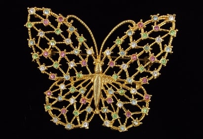 Big Mint Vintage 1960s Rhinestone Butterfly Brooch