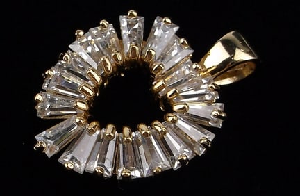 Mint Vintage Gold Over Sterling Crystal Heart Pendant