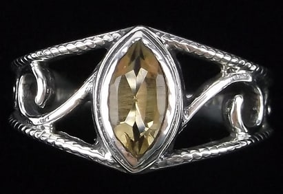 Mint Thick Vint Sterling Silver Citrine Ring 6.25