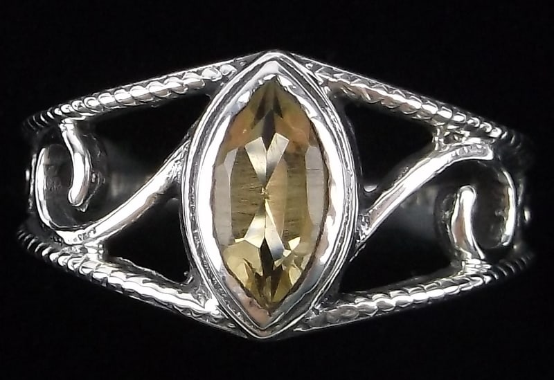 Mint Thick Vint Sterling Silver Citrine Ring 6.25 (1 of 2)