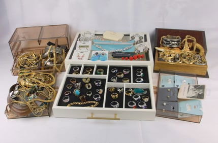 HUGE Vintage Estate Jewelry Box Lot FULL Of Vintage Jewelry