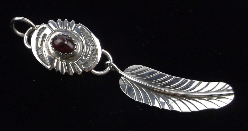 Mint Vint Navajo Larry Moses Yazzie Sterling Garnet Pendant: handmade Navajo Sterling Silver in Excellent Condition or better