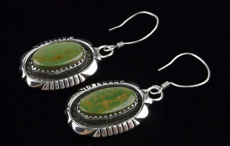 Mint Vint Navajo Betty Bitsy Sterling Silver Nev Turquoise Earrings: I A Mint Condition vintage Navajo Handmade Sterling Silver Jewelry Item by the artist shown in title, authentic, handmade and genuine stones.