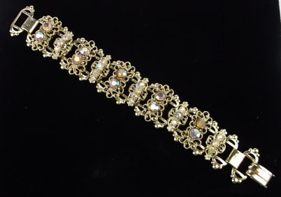 Mint Vintage 1950s Aurora Borealis Rhinestone Bracelet