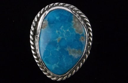 Mint 1976 Navajo Pamela Singer Sterling Gem Turquoise Ring 7