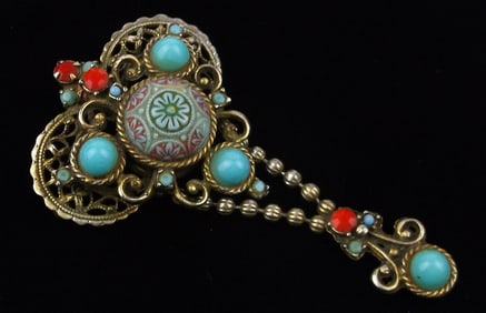 Gorgeous Vintage 1950s Colorful Rhinestone Sway Brooch