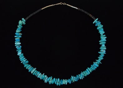 Mint 1960s Navajo Maria Blackhorse Sterling Turquoise Necklace 18"
