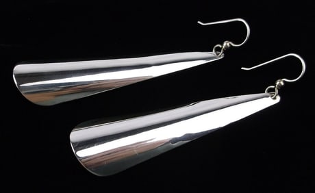 Huge Mint 1970s Navajo Mary Willetto Sterling Silver Earrings Drop