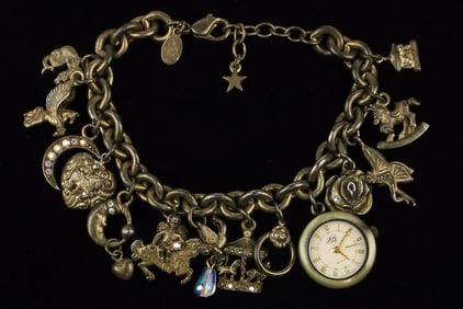 Gorgeous Vint Kirks Folly Fairy Charm Bracelet 9"