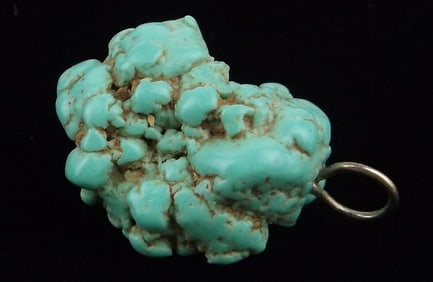 RARE Navajo Vernon Lee Black Widow Mine Turquoise Pendant
