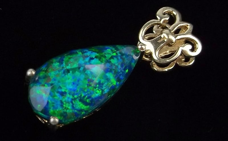 Mint Vintage Designer Gold Over Sterling Opal Pendant: Guaranteed Solid 925 Sterling Silver, in Excellent Condition