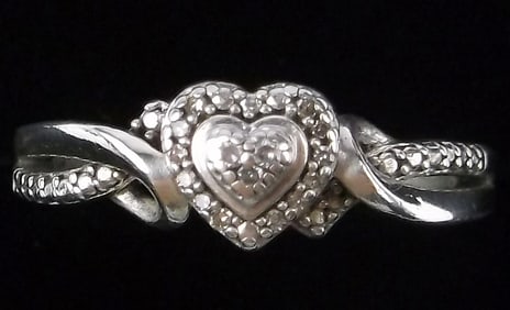 Mint Vintage Sterling Silver Diamond Engagement Ring 7 Signed