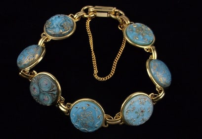 Stunning Vintage 1950s Czech Glass Bracelet 7.5"