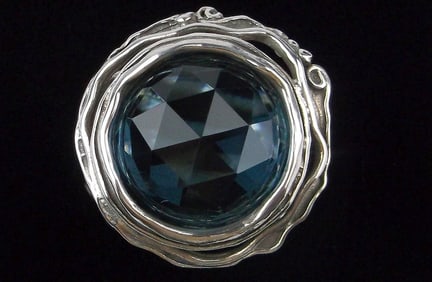 Mint Vintage Big Sterling Silver Israel Blue Gemstone Ring 7