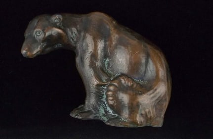 Rare 1800s Victorian Bronze Grizzly Bear Lamp Finial Art Nouveau