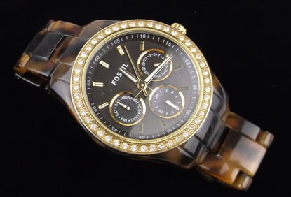 Stunning Fossil Chronograph Wristwatch Works Great New Battery