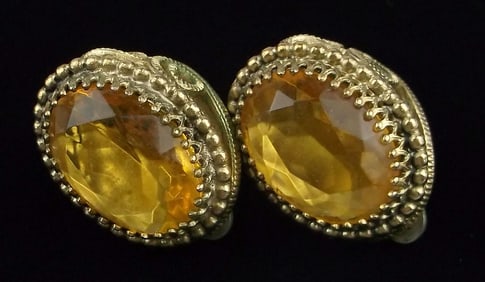 Big Stunning Vint 1960s Whiting Davis Rhinestone Earrings