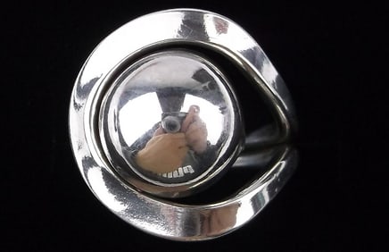 Mint Vint 1970s Thick Taxco Sterling Silver Ball Ring 5.5