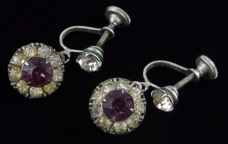 Stunning Antique 1940s Rhinestone Drop Earrings