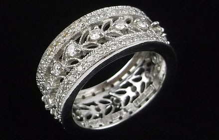 Mint Vintage Designer Sterling Silver Wide Surround Ring 7