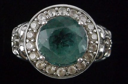 Mint Big Designer sterling Silver 5ct Aquamarine Topaz Ring 4.5