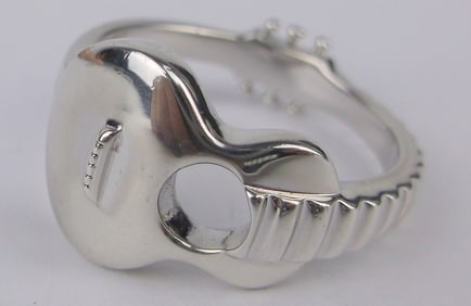 New Thick Heavy Sterling Silver Full Guitar Ring 8