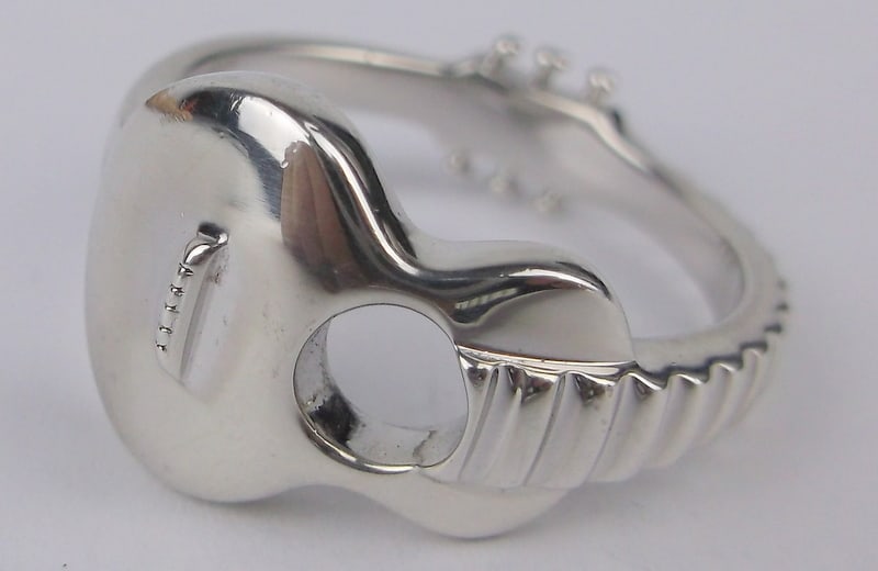 New Thick Heavy Sterling Silver Full Guitar Ring 8 (1 of 3)