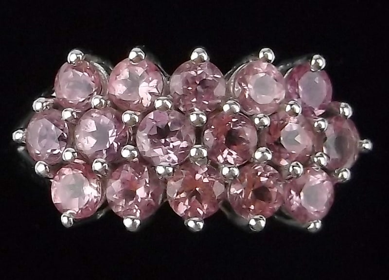 Mint Vint Thick Designer Sterling Silver Pink Tourmaline Ring 7.25 (1 of 2)