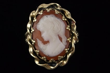 Mint Vint 1940s Germany Cameo Ring Adjustable 6-9