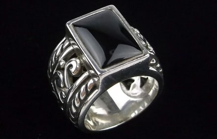 Big Mint Heavy Vintage Silpada Sterling Silver Onyx Ring 6