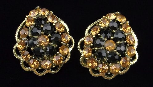Big Mint Vintage 1950s Weiss Rhinestone Earrings