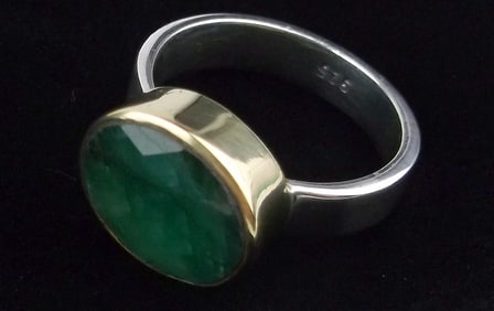 Mint Vint Big Designer Sterling Silver 5ct Emerald Ring 7