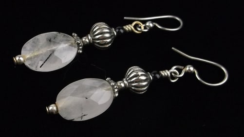 Mint Vintage Designer Sterling Silver Lace Calcite Earrings