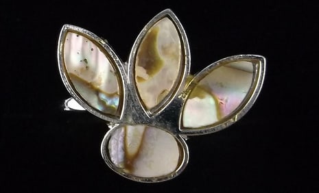 Mint Vintage Navajo Sterling Silver Abalone Ring 4